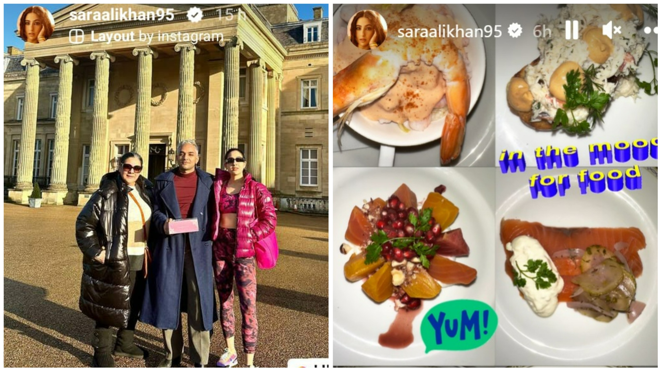 Sara Ali Khan shared pictures from her time around the city and from her dinner.