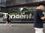 Signage at the Tencent Holdings Ltd. headquarters in Shenzhen, China.