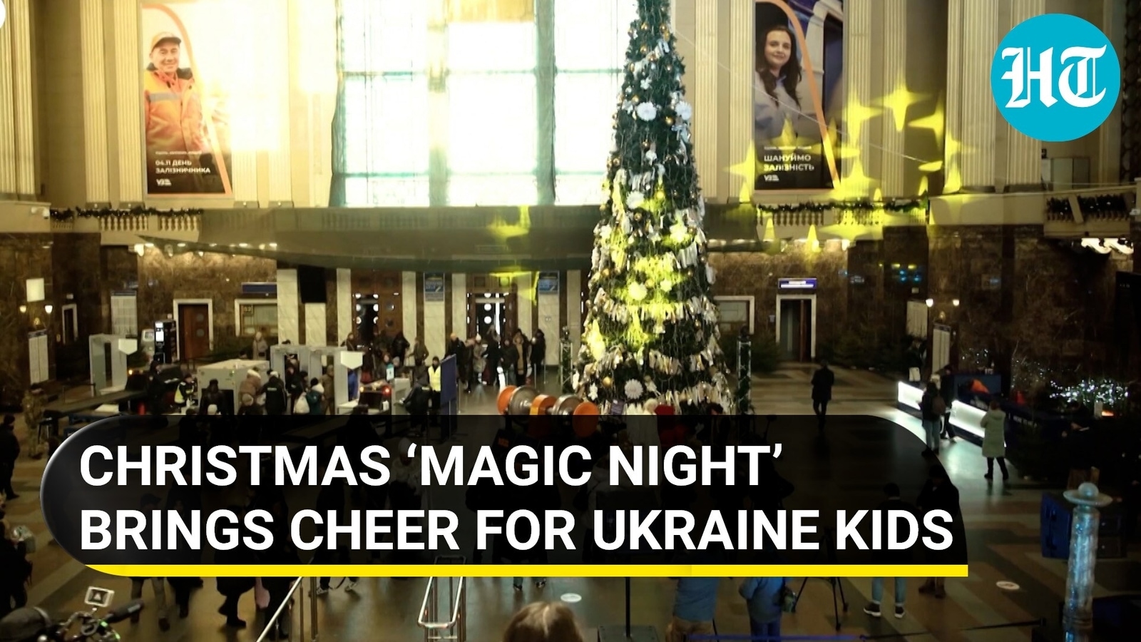 Ukraine kids get Christmas gifts from St. Nicholas at Kyiv station