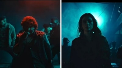 A still from Awaara Dogs song featuring Arjun Kapoor and Tabu. A still from Awaara Dogs song featuring Arjun Kapoor and Tabu.