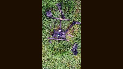 Border Security Force (BSF) troops shoot down a Pakistani drone in the AOR of BOP Harbhajan, 101 BN, Ferozepur Sector, in Tarn Taran on Thursday. (HT Photo) Border Security Force (BSF) troops shoot down a Pakistani drone in the AOR of BOP Harbhajan, 101 BN, Ferozepur Sector, in Tarn Taran on Thursday. (HT Photo)