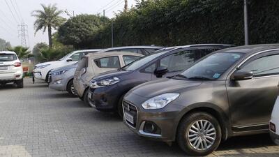 Car parked in Leisure Valley, BRS Nagar, in Ludhiana. (Harvinder Singh/HT)