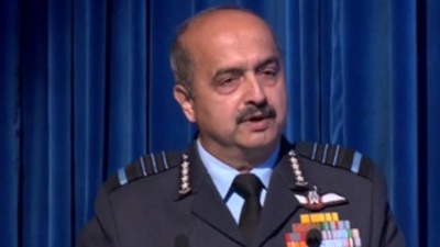IAF chief Air Chief Marshal VR Chaudhari delivers inaugural address at the 19th Subroto Mukerjee seminar in New Delhi (ANI Photo)