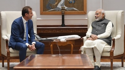 Airbus Chief Executive Guillaume Faury met Indian prime minister Narendra Modi. (Twitter/ Guillaume Faury) Airbus Chief Executive Guillaume Faury met Indian prime minister Narendra Modi. (Twitter/ Guillaume Faury)