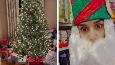 Preity Zinta prepares for Christmas festivity. Preity Zinta prepares for Christmas festivity.