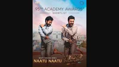 Ram Charan posted the image to share the news of RRR's Naatu Naatu being shortlisted for Oscars. (Twitter/@AlwaysRamCharan)