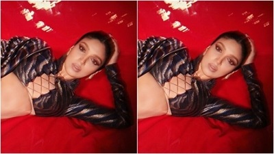 Bhumi, assisted by makeup artist Sonik Sarwate, decked up in maroon eyeshadow, black eyeliner, black kohl, mascara-laden eyelashes, drawn eyebrows, contoured cheeks and a shade of nude lipstick. (Instagram/@bhumipednekar) Bhumi, assisted by makeup artist Sonik Sarwate, decked up in maroon eyeshadow, black eyeliner, black kohl, mascara-laden eyelashes, drawn eyebrows, contoured cheeks and a shade of nude lipstick. (Instagram/@bhumipednekar)