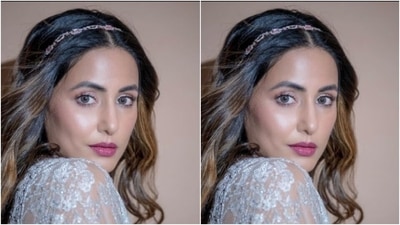 Hina further accessorised her look for the day in a statement diamond necklace from Gehna Jewellery and a hairband from Curio Cottage Jewellery. She also added silver bangles to her look. (Instagram/@realhinakhan) Hina further accessorised her look for the day in a statement diamond necklace from Gehna Jewellery and a hairband from Curio Cottage Jewellery. She also added silver bangles to her look. (Instagram/@realhinakhan)