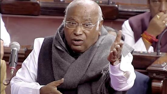 Leader of Opposition in Rajya Sabha Mallikarjun Kharge speaks during the Winter Session of the Parliament, in New Delhi. (ANI)