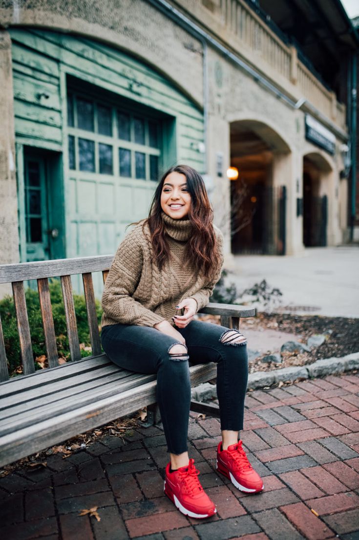 Talking about Christmas and not including a red footwear in your collection is not fair. Grab a pair of red chunky sneakers.(pinterest)