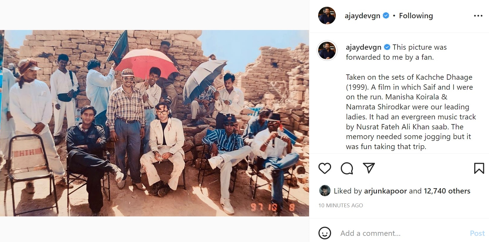 Ajay Devgn has shared an unseen pic on Instagram.