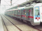 The first Delhi Metro train, at Seelampur station, on December 24, 2002. (HC Tiwari/HT Archive) The first Delhi Metro train, at Seelampur station, on December 24, 2002. (HC Tiwari/HT Archive)