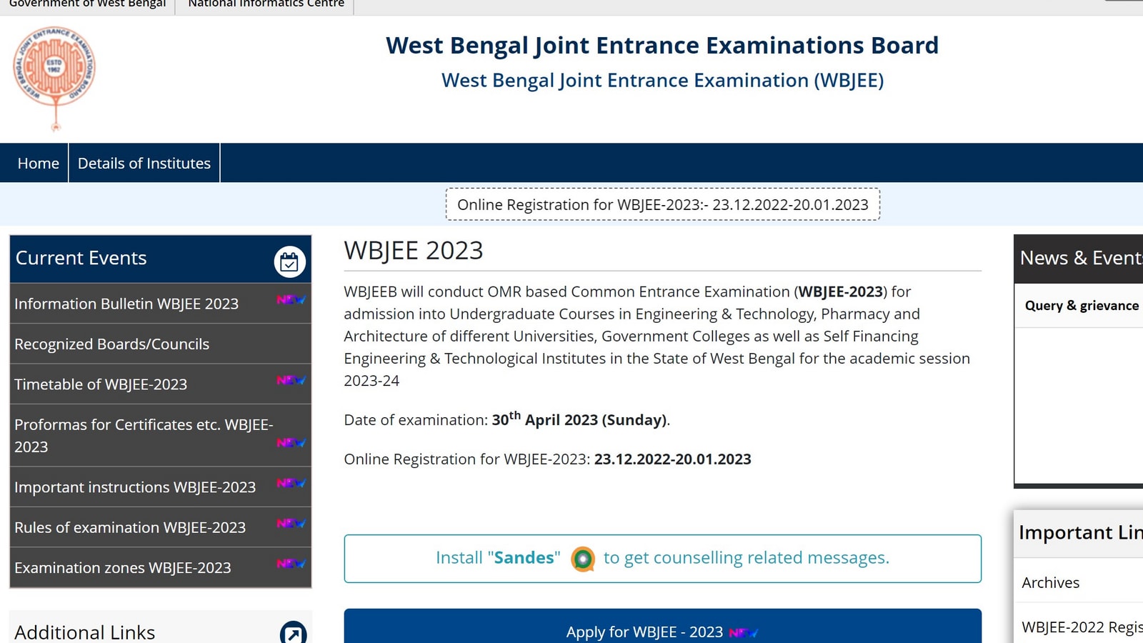 WBJEE 2023 registration begins at wbjeeb.nic.in, direct link to apply