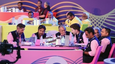 Rajasthan Royals team owners, and other officials during the IPL 2023 Auction in Kochi (Indian Premier League Twitter) Rajasthan Royals team owners, and other officials during the IPL 2023 Auction in Kochi (Indian Premier League Twitter)