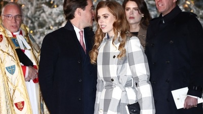 Prince Harry-Meghan Markle: Britain's Princess Beatrice with Edoardo Mapelli Mozzi and Princess Eugenie. (Reuters)