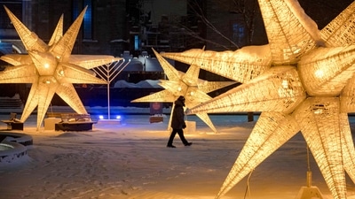 8. Toronto in Canada - The star lights in Old Montreal in Montreal, Quebec, Canada are a visual treat as the snow comes down while Toronto's annual Christmas market in historic Distillery District is one of the biggest in North America with its dazzling 50-foot Christmas tree, glittering lights, a Santa's Grotto, fairground rides, beer gardens etc. (Photo by ANDREJ IVANOV / AFP) 8. Toronto in Canada - The star lights in Old Montreal in Montreal, Quebec, Canada are a visual treat as the snow comes down while Toronto's annual Christmas market in historic Distillery District is one of the biggest in North America with its dazzling 50-foot Christmas tree, glittering lights, a Santa's Grotto, fairground rides, beer gardens etc. (Photo by ANDREJ IVANOV / AFP)