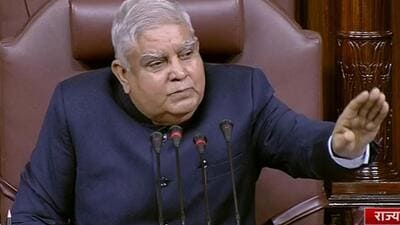 Rajya Sabha chairman Jagdeep Dhankhar conducts proceedings in the House during the Winter Session of Parliament in New Delhi. (PTI) Rajya Sabha chairman Jagdeep Dhankhar conducts proceedings in the House during the Winter Session of Parliament in New Delhi. (PTI)