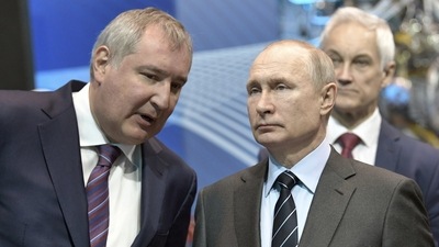 Russia-Ukraine War: President Vladimir Putin, right, listens to Dmitry Rogozin. (AP File) Russia-Ukraine War: President Vladimir Putin, right, listens to Dmitry Rogozin. (AP File)