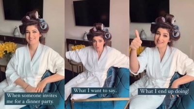 Twinkle Khanna gave her fans glimpses of how she wants to respond to dinner invitations. Twinkle Khanna gave her fans glimpses of how she wants to respond to dinner invitations.