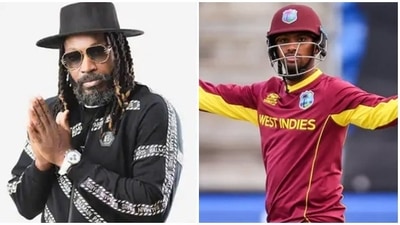 Chris Gayle pulls a cheeky joke on Nicholas Pooran after big money at IPL auction Chris Gayle pulls a cheeky joke on Nicholas Pooran after big money at IPL auction