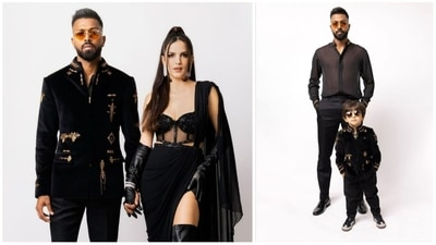 Hardik Pandya with Natasa Stankovic and son Agastya. Hardik Pandya with Natasa Stankovic and son Agastya.
