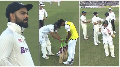 Virat Kohli mocks Bangladesh batters for wasting time in Mirpur Test Virat Kohli mocks Bangladesh batters for wasting time in Mirpur Test
