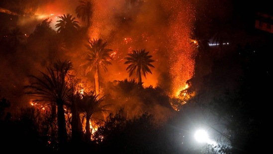 Cientos de viviendas se ubican en los cerros de Viña del Mar, en la región chilena de Valparaíso, donde se desató el incendio que dejó al menos dos muertos (AFP)