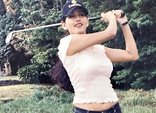 Deepti playing golf, something she grew up with in Meerut