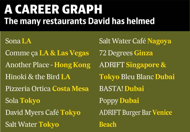 Chef David’s career graph Chef David’s career graph