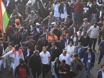 Rahul Gandhi leads Bharat Jodo Yatra in Delhi. (HT photo/ Raj K Raj) Rahul Gandhi leads Bharat Jodo Yatra in Delhi. (HT photo/ Raj K Raj)
