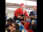 Screenshot of the video shows crew singing Christmas carols on board a Sri Lankan flight.
