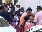 Isha Ambani at her Mumbai residence with her newborn twins. Isha Ambani at her Mumbai residence with her newborn twins.