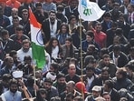 Bharat Jodo Yatra in Delhi: Rahul Gandhi seen with sister Priyankal. (HT photo/ Raj K Raj) Bharat Jodo Yatra in Delhi: Rahul Gandhi seen with sister Priyankal. (HT photo/ Raj K Raj)