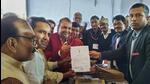 BJP candidate Akash Saxena receives his election certificate in Rampur. (FILE PHOTO) BJP candidate Akash Saxena receives his election certificate in Rampur. (FILE PHOTO)