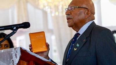 Fiji Elections: Sitiveni Rabuka is sworn in as the prime minister of Fiji in Suva. (AP) Fiji Elections: Sitiveni Rabuka is sworn in as the prime minister of Fiji in Suva. (AP)