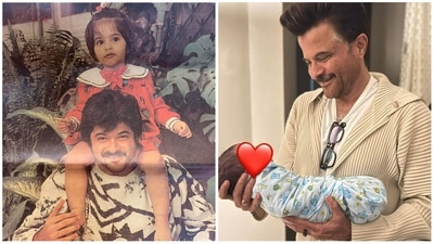 Anil Kapoor with Sonam Kapoor and with her son Vayu. Anil Kapoor with Sonam Kapoor and with her son Vayu.