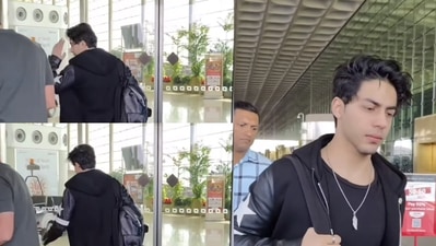 Aryan Khan at Mumbai airport. (Viral Bhayani) (Viral Bhayani)