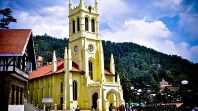 Christ Church, Shimla: One of the best churches to visit during Christmas in India is Christ Church, which is also one of the oldest churches in North India. In order to serve the sizeable Anglican British community in the region, the British established it in 1857. It is a must-see in Shimla due to the church's majestic splendour and magnificent location. The church's stained glass windows represent humanity, fortitude, compassion, faith, and hope. (pinterest) Christ Church, Shimla: One of the best churches to visit during Christmas in India is Christ Church, which is also one of the oldest churches in North India. In order to serve the sizeable Anglican British community in the region, the British established it in 1857. It is a must-see in Shimla due to the church's majestic splendour and magnificent location. The church's stained glass windows represent humanity, fortitude, compassion, faith, and hope. (pinterest)