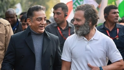 Kamal Haasan with Rahul Gandhi at Bharat Jodo Yatra in Delhi. Kamal Haasan with Rahul Gandhi at Bharat Jodo Yatra in Delhi.