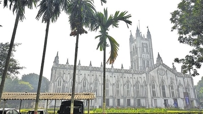 Paul’s Cathedral, Kolkata: In the centre of Kolkata's City of Joy stands St. Paul's Cathedral which is of the most popular Christmas churches in India. It is renowned for its impeccable beauty and its ancient architecture. This enormous colonial-era building in the centre of the city transports you back in time. The Christmas season, when the cathedral, surrounding gardens, and nearby streets are all flooded with light and happiness, is when it is at its most beautiful. (Arijit Sen/HT Photo) Paul’s Cathedral, Kolkata: In the centre of Kolkata's City of Joy stands St. Paul's Cathedral which is of the most popular Christmas churches in India. It is renowned for its impeccable beauty and its ancient architecture. This enormous colonial-era building in the centre of the city transports you back in time. The Christmas season, when the cathedral, surrounding gardens, and nearby streets are all flooded with light and happiness, is when it is at its most beautiful. (Arijit Sen/HT Photo)