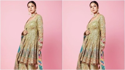 Shehnaaz played muse to fashion designers Rimple and Harpreet Narula and picked the ethnic ensemble from the shelves of the designers. (Instagram/@shehnaazgill) Shehnaaz played muse to fashion designers Rimple and Harpreet Narula and picked the ethnic ensemble from the shelves of the designers. (Instagram/@shehnaazgill)