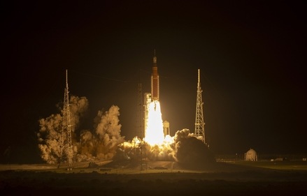 NASA's Artemis I Space Launch System (SLS) rocket, with the Orion capsule attached, launched at NASA's Kennedy Space Center on November 16. (AFP)