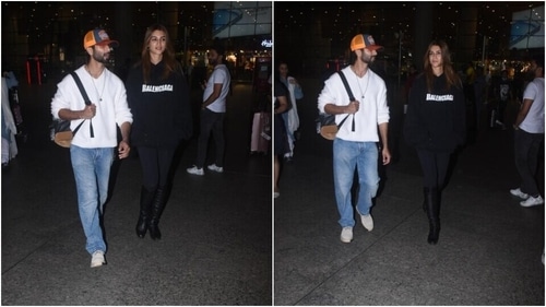 Shahid and Kriti posed together. (HT photos/Varinder Chawla) Shahid and Kriti posed together. (HT photos/Varinder Chawla)