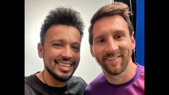 Rohan Shrestha with Leo Messi (Instagram)