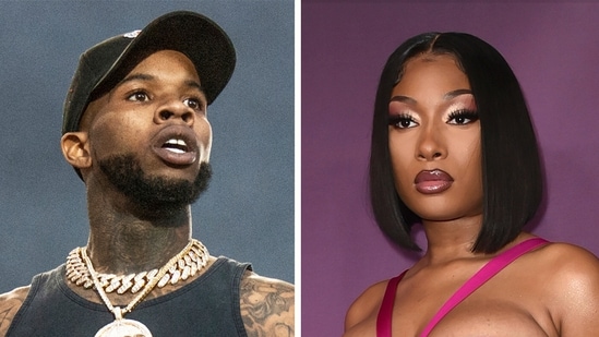 Rapper Tory Lanez was found guilty of shooting and wounding hip-hop star Megan Thee Stallion in the feet on Friday. (Photos by Amy Harris, left, Richard Shotwell/Invision/AP)(AP)