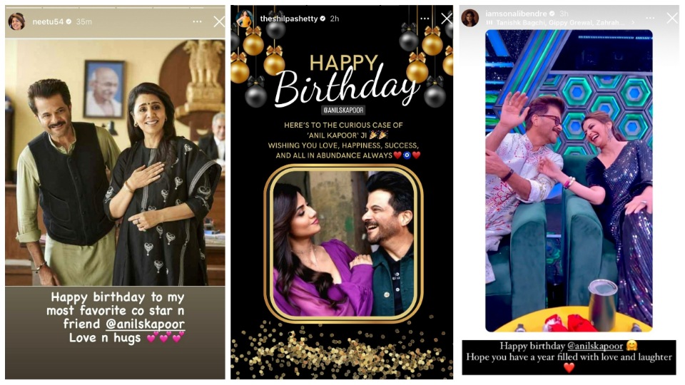 Neetu Kapoor, Shilpa Shetty and Sonali Bendre wished Anil on his birthday via Instagram Stories.