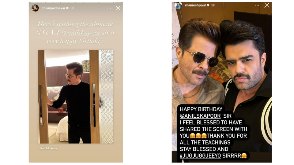 Bhumi Pednekar and Maniesh Paul wish Anil Kapoor on his special day via Instagram Stories.