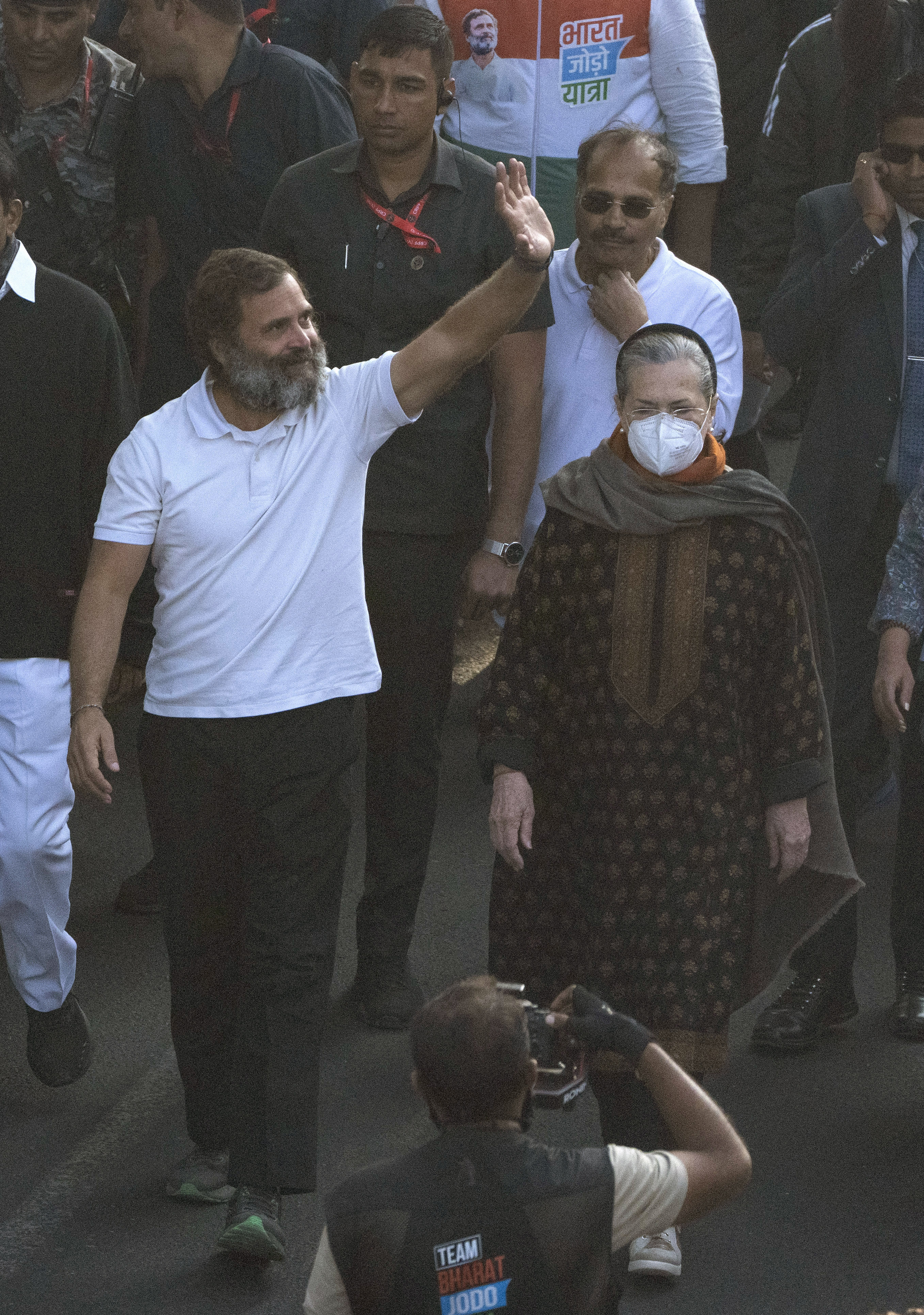 Congress party leaders Rahul Gandhi (left) and Sonia Gandhi during the march. (AP) Congress party leaders Rahul Gandhi (left) and Sonia Gandhi during the march. (AP)