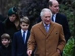 King Charles: Britain's Prince Louis of Wales (L), Britain's Prince George of Wales (C) and Britain's Prince William, Prince of Wales (rear R) walk behind Britain's King Charles III.
