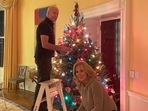 US President Joe Biden decorates Christmas tree with his wife Jill. (Twitter) US President Joe Biden decorates Christmas tree with his wife Jill. (Twitter)